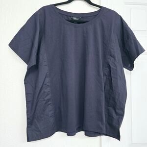 Tirelli Cotton Lounge Navy Blue Size L Boho Boxy Fit Short Sleeve Austria Design